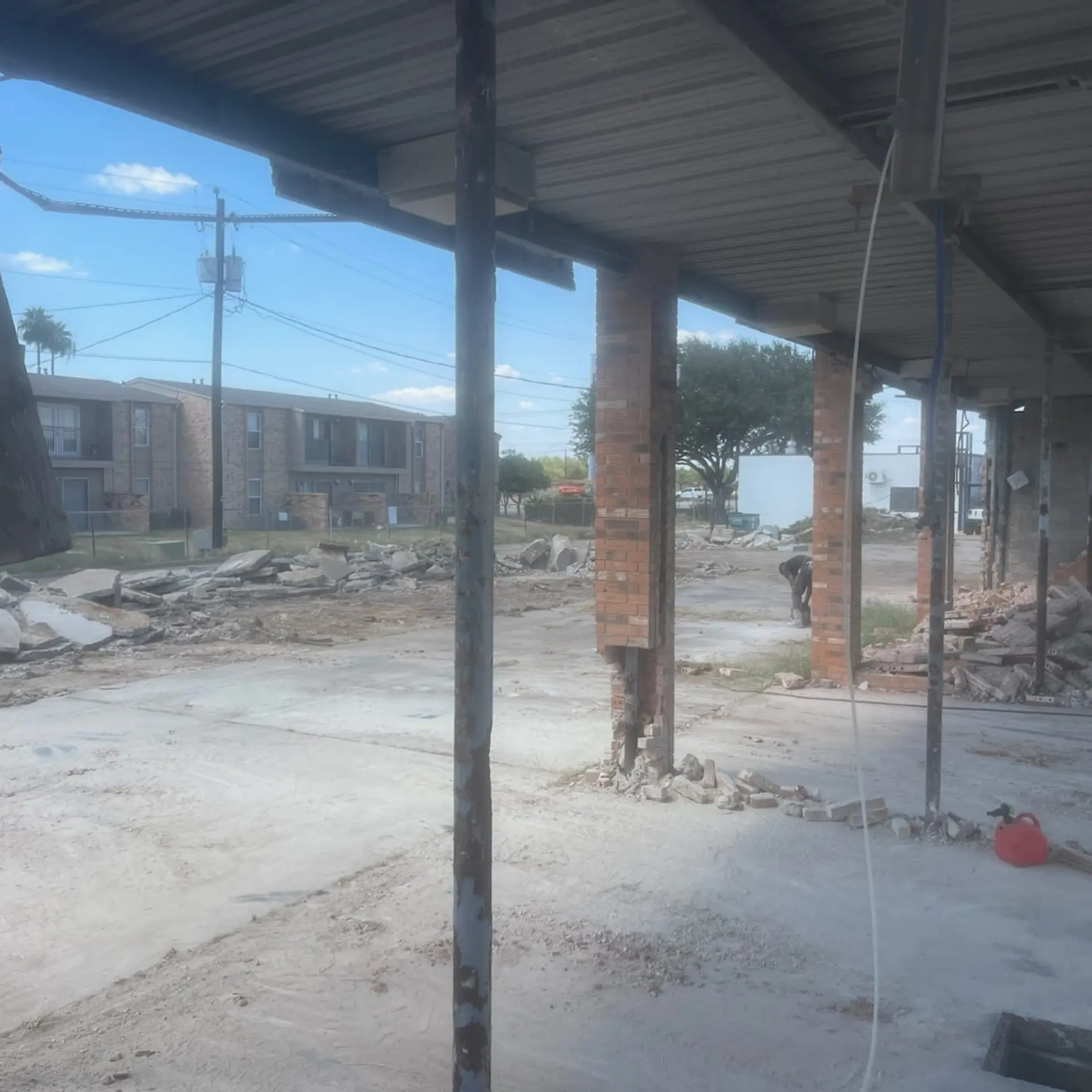 Commercial interior stripped to the slab and columns during a remodeling project